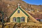 Iceland, Hofskirkja, the last turf church built in the old style. Art Print